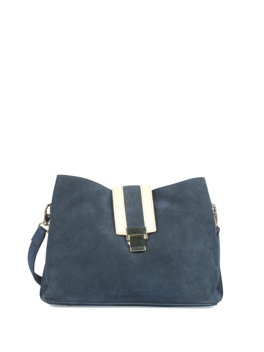

Favore Suede Leather Structured Sling Bag, Blue