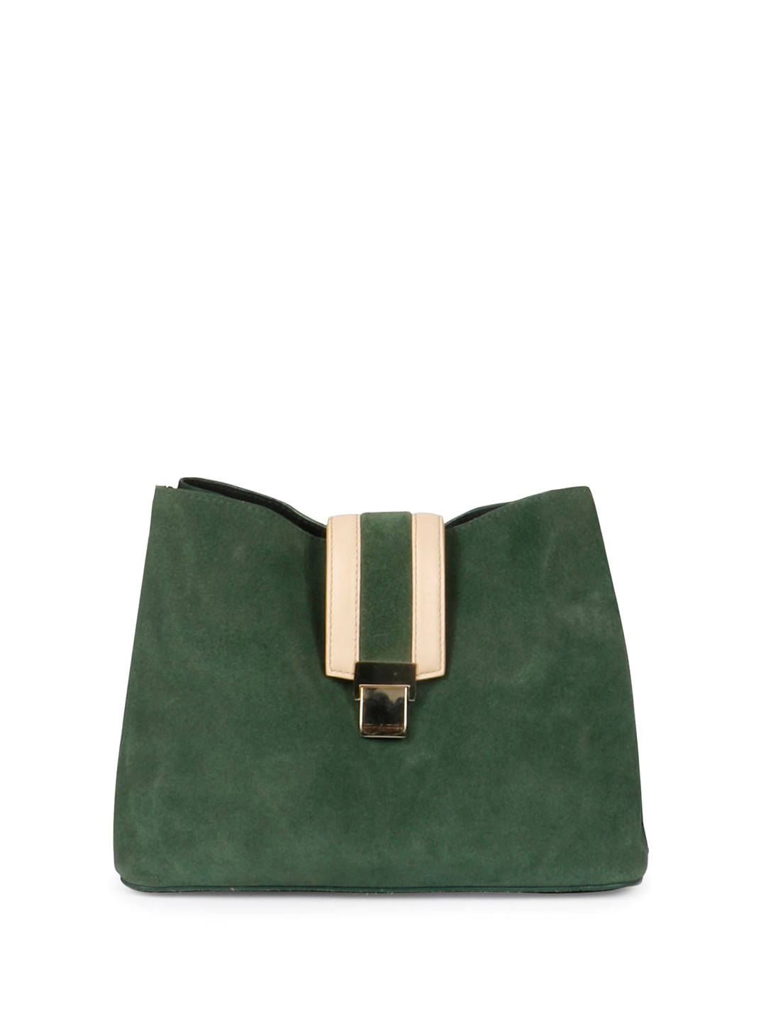 

Favore Suede Leather Structured Sling Bag, Green
