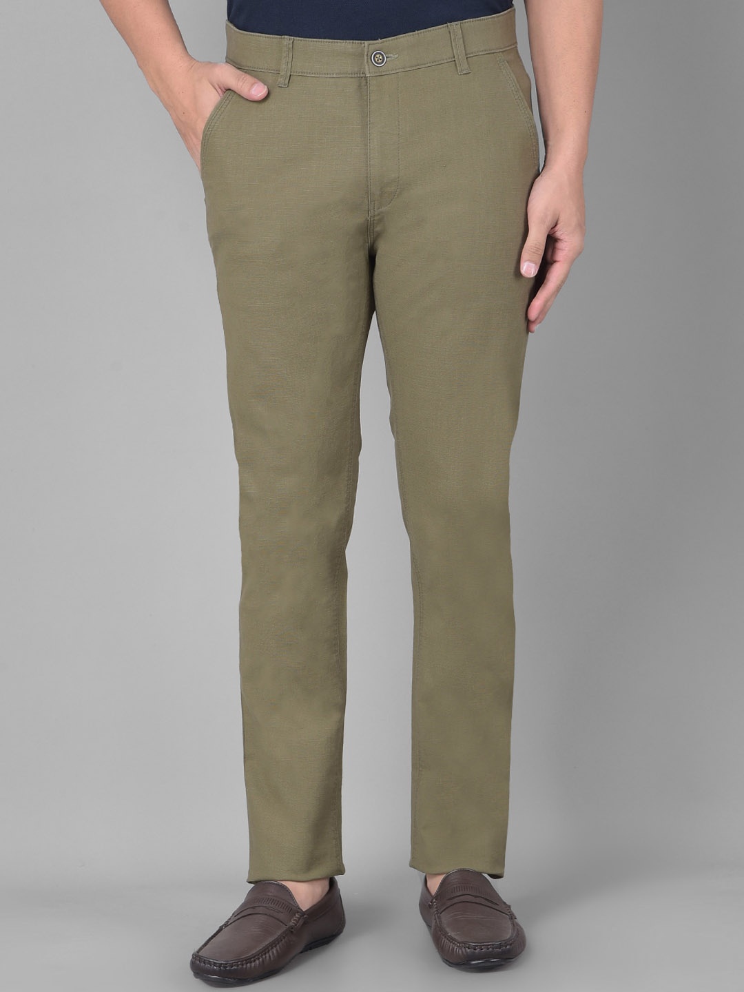 

Crimsoune Club Men Original Slim Fit Mid Rise Regular Trousers, Green