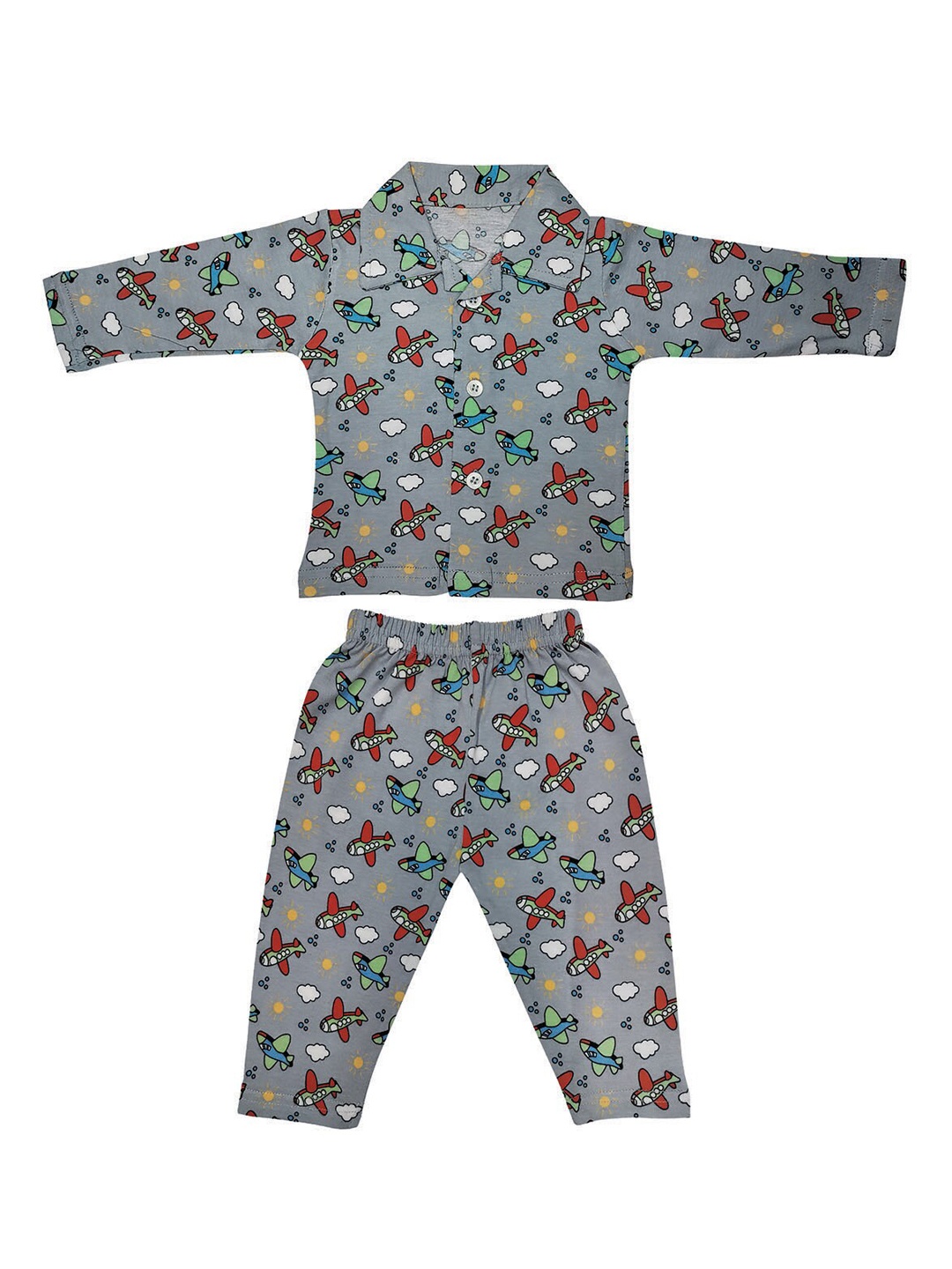 

Zoom Minimondo Kids Conversational Printed Pure Cotton Shirt With Pyjamas, Grey