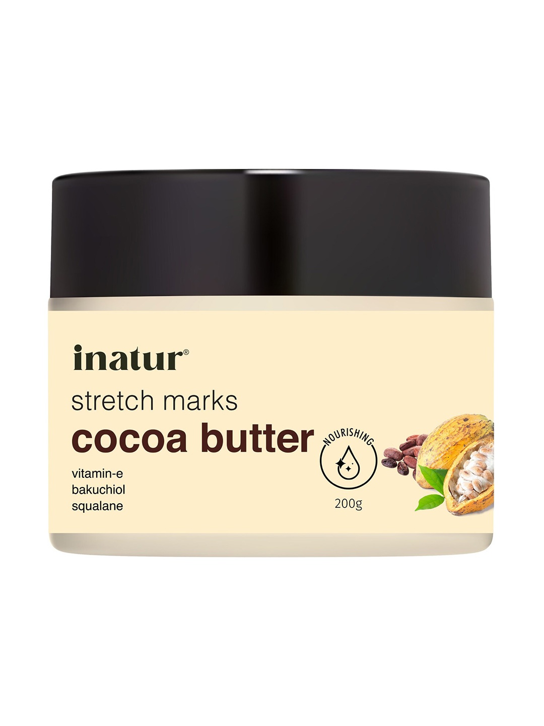 

Inatur Stretch Marks Cocoa Butter For Dry Skin With Vitamin E & Bakuchiol - 200g, Beige