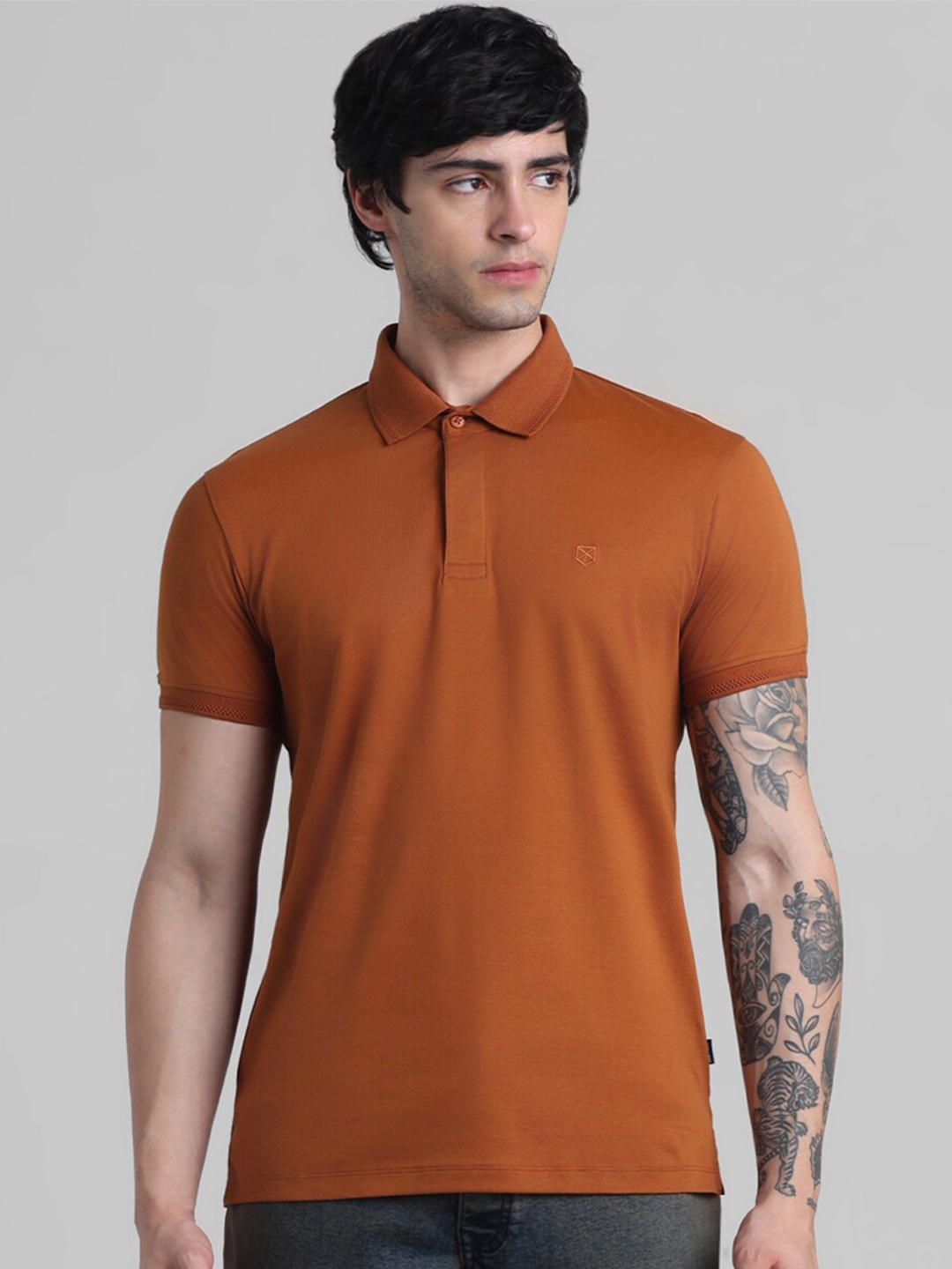 

Jack & Jones Polo Collar Slim Fit Pure Cotton T-shirt, Brown