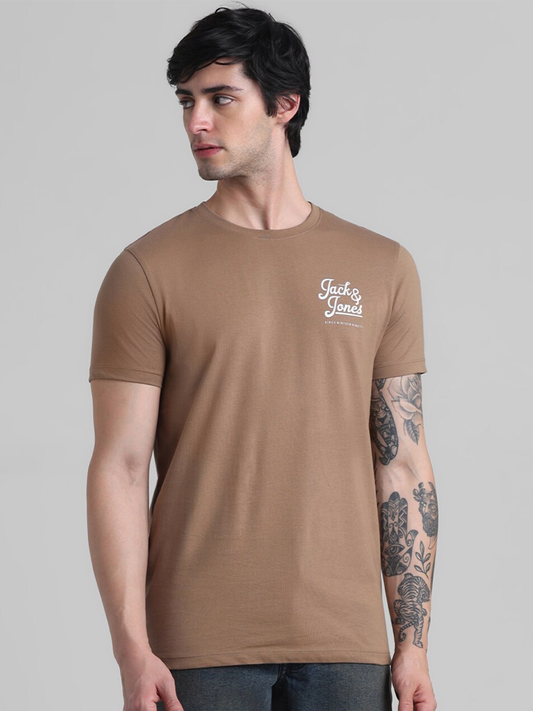 

Jack & Jones Slim Fit Pure Cotton T-shirt, Brown