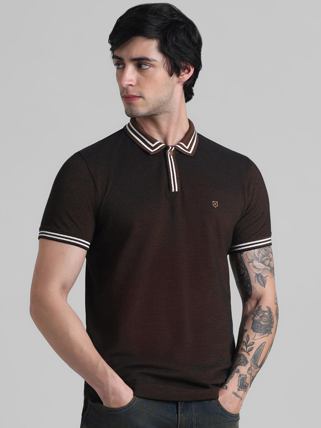 

Jack & Jones Polo Collar Pure Cotton T-shirt, Brown