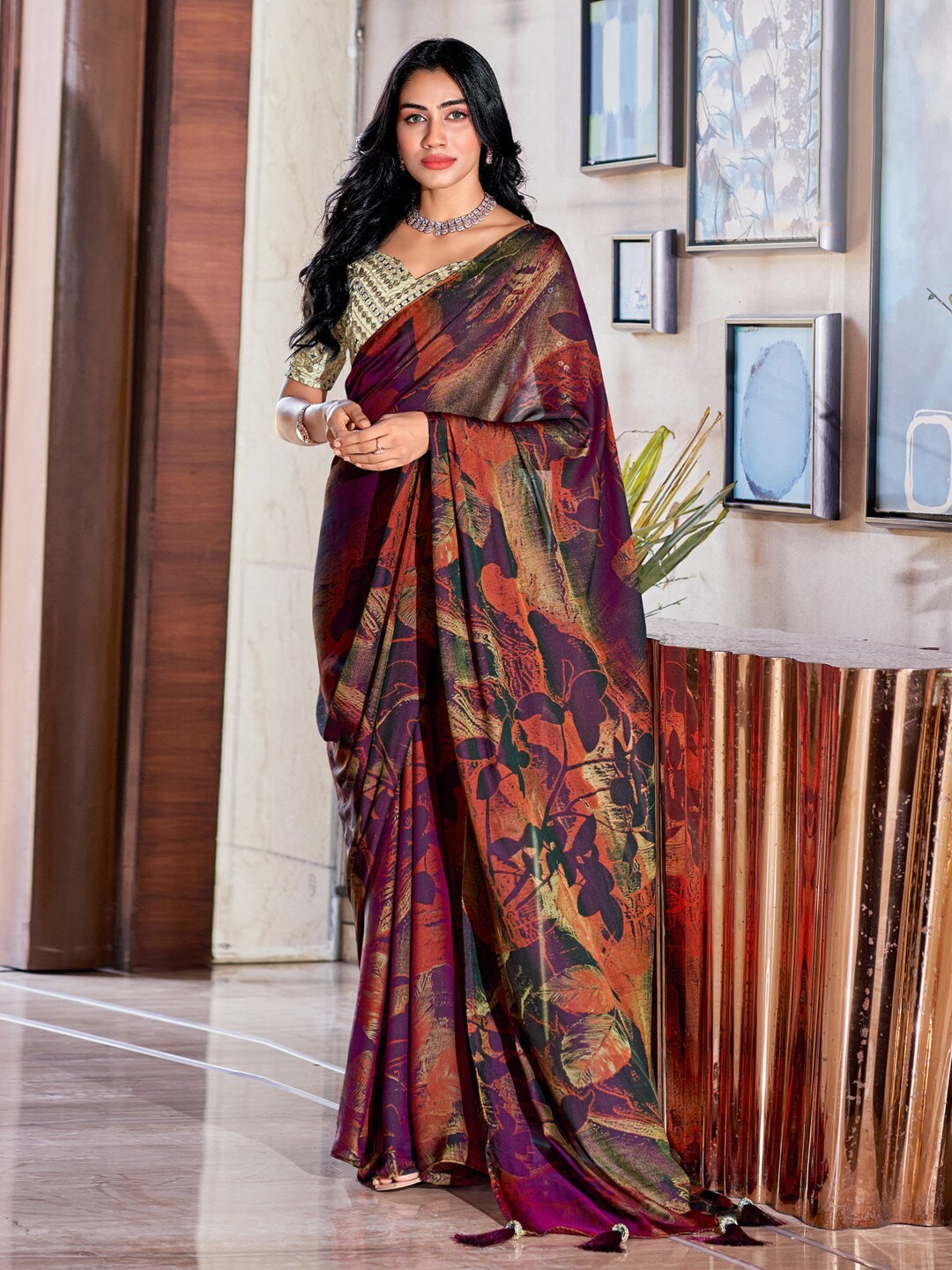 

Anouk Abstract Printed Saree, Purple