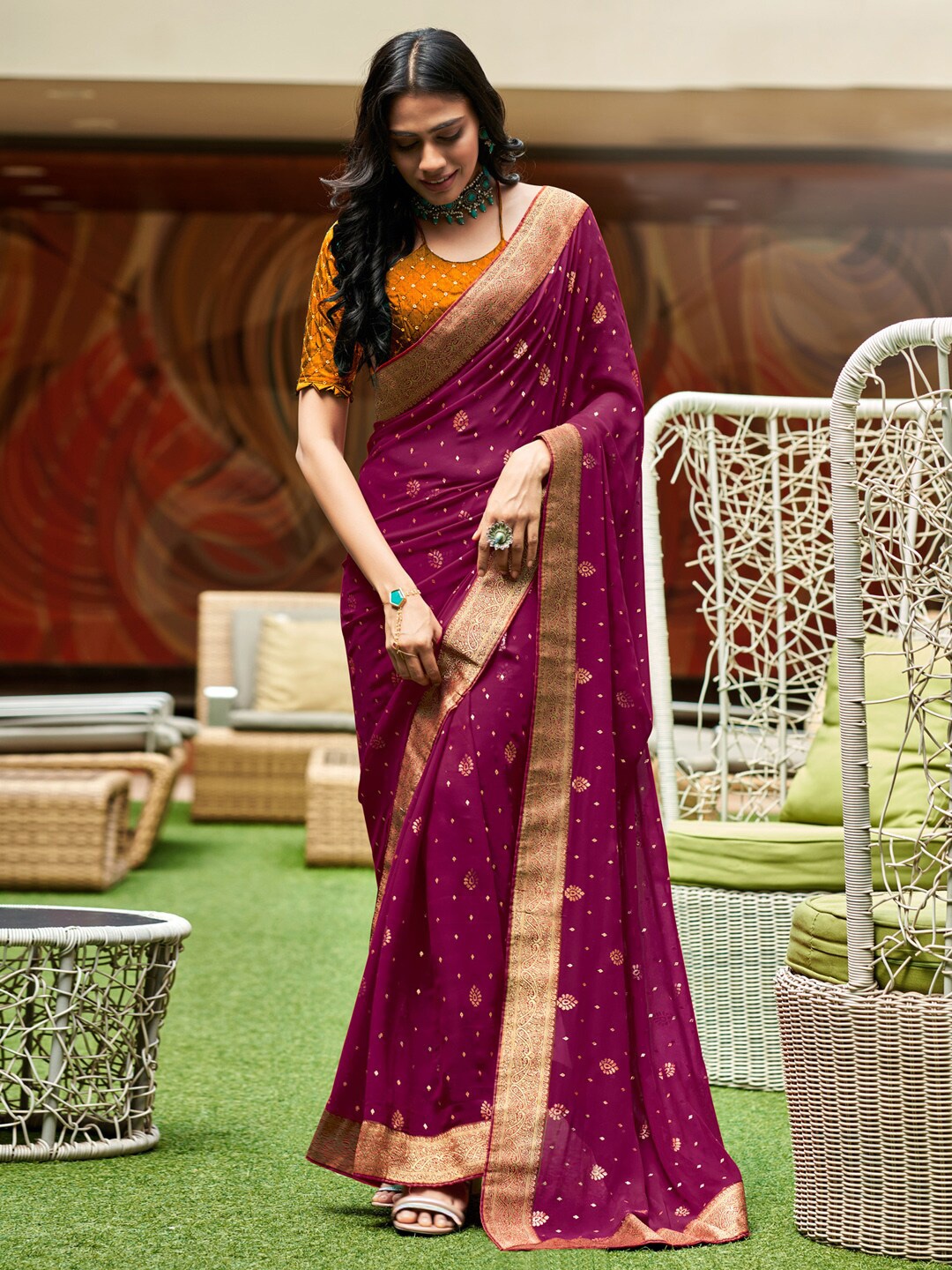 

Anouk Woven Design Zari Saree, Purple