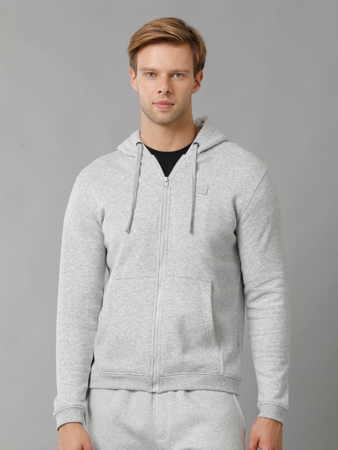 

Voi Jeans Hooded Cotton Front-Open Sweatshirt, Grey