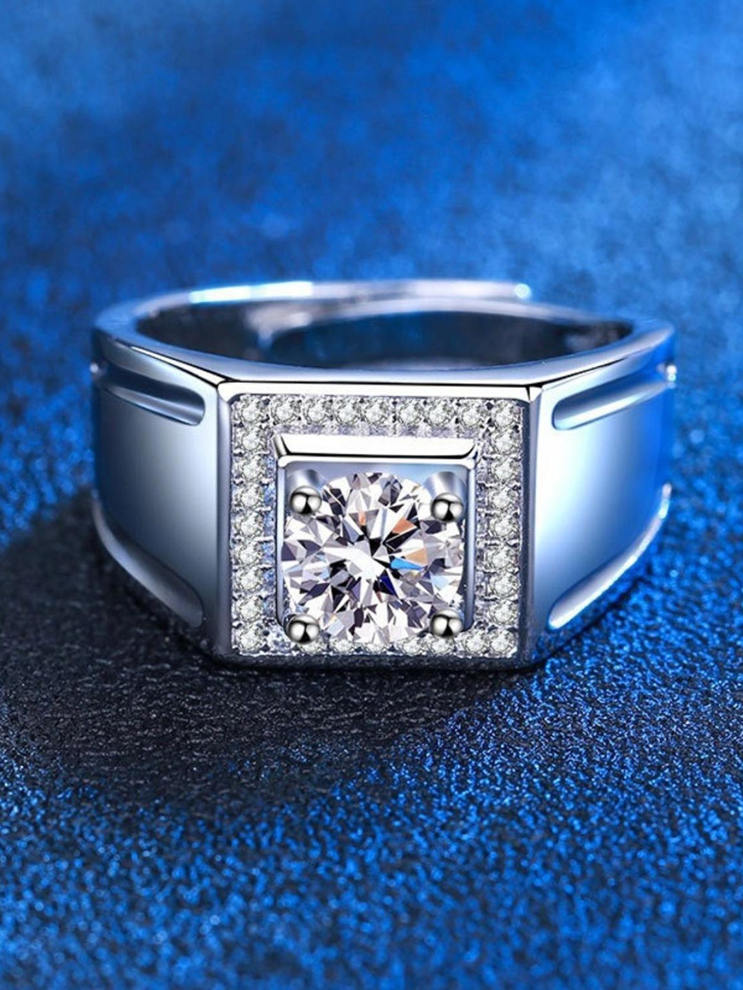 

MYKI Men Silver-Plated CZ-Studded Adjustable Finger Ring