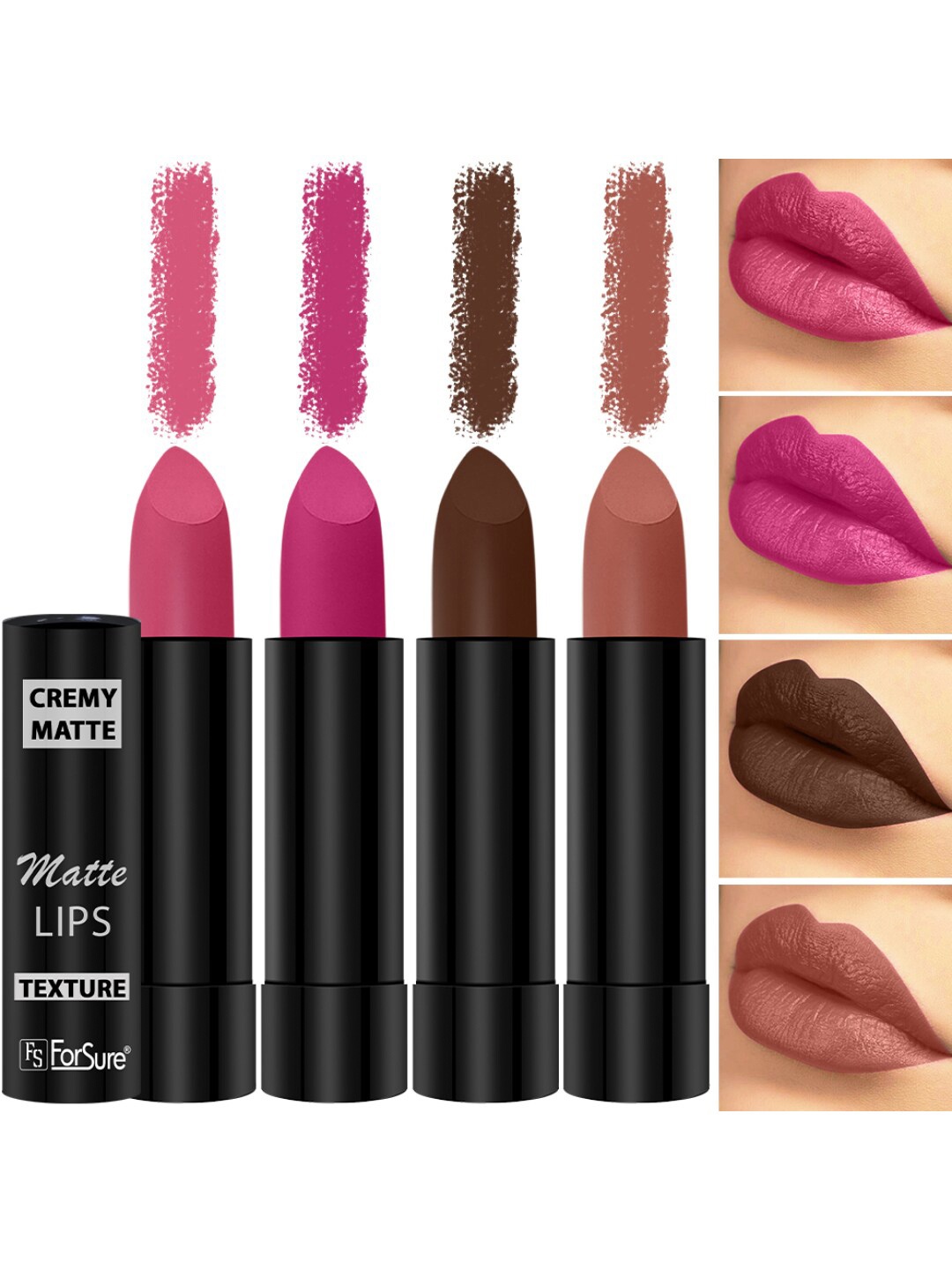 

ForSure Set Of 4 Cremy Matte Long Lasting & Lightweight Lipstick - Shades 60-62-67-71, Pink