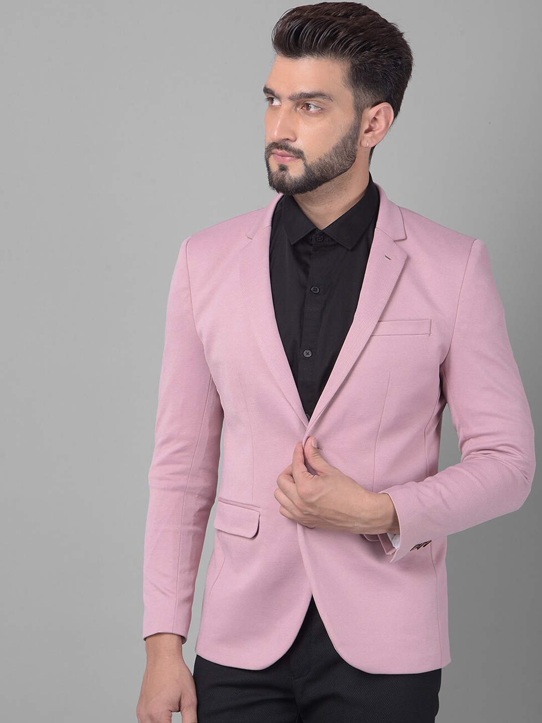 

Crimsoune Club Notched Lapel Collar Single Breasted Slim-Fit Casual Blazer, Pink
