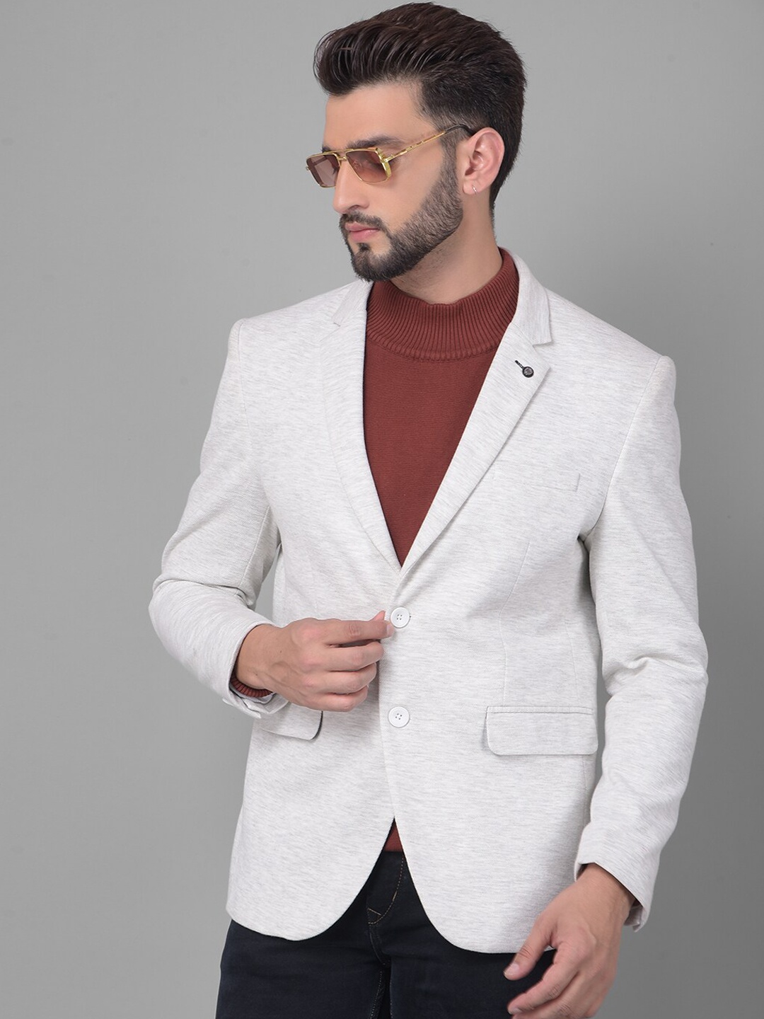 

Crimsoune Club Single Breasted Slim-Fit Casual Blazer, Grey
