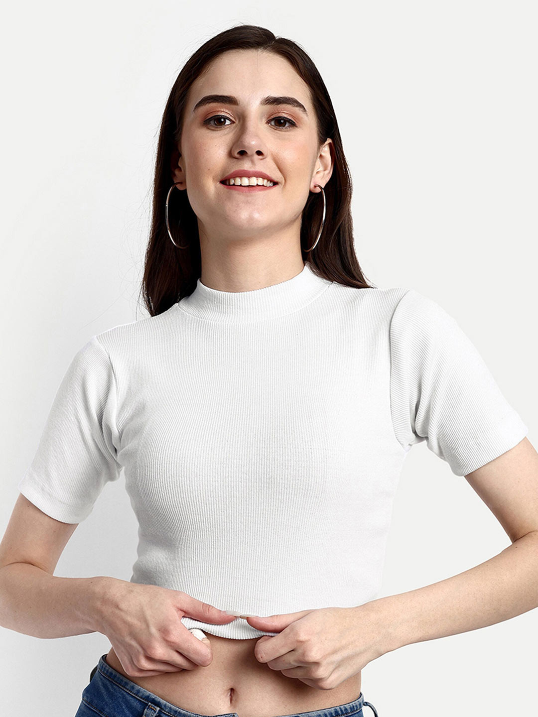 

FERY LONDON High Neck Crop Top, White
