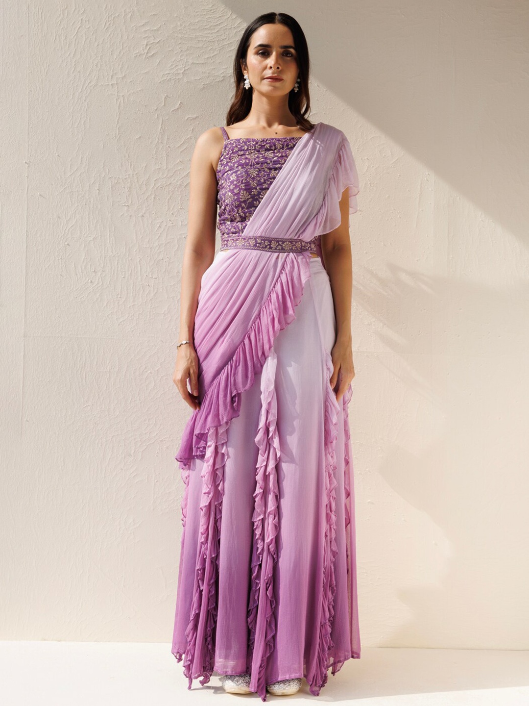 

Geroo Jaipur Ombre Ready to Wear Saree, Purple