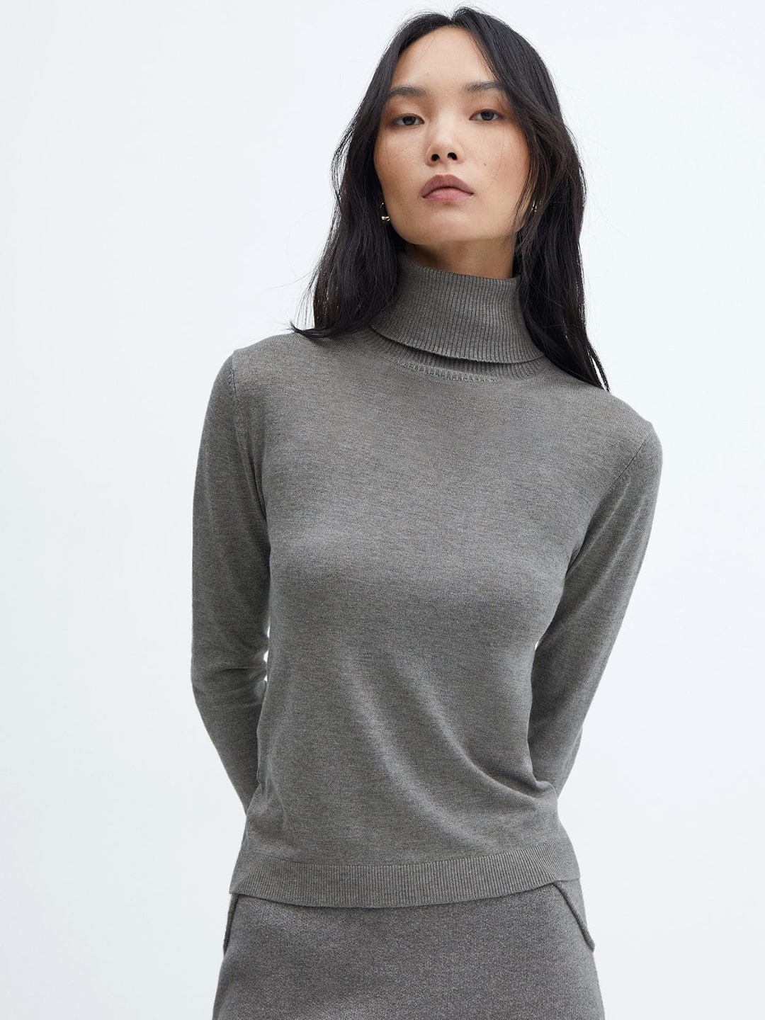 

MANGO Fine Knit Pullover, Grey