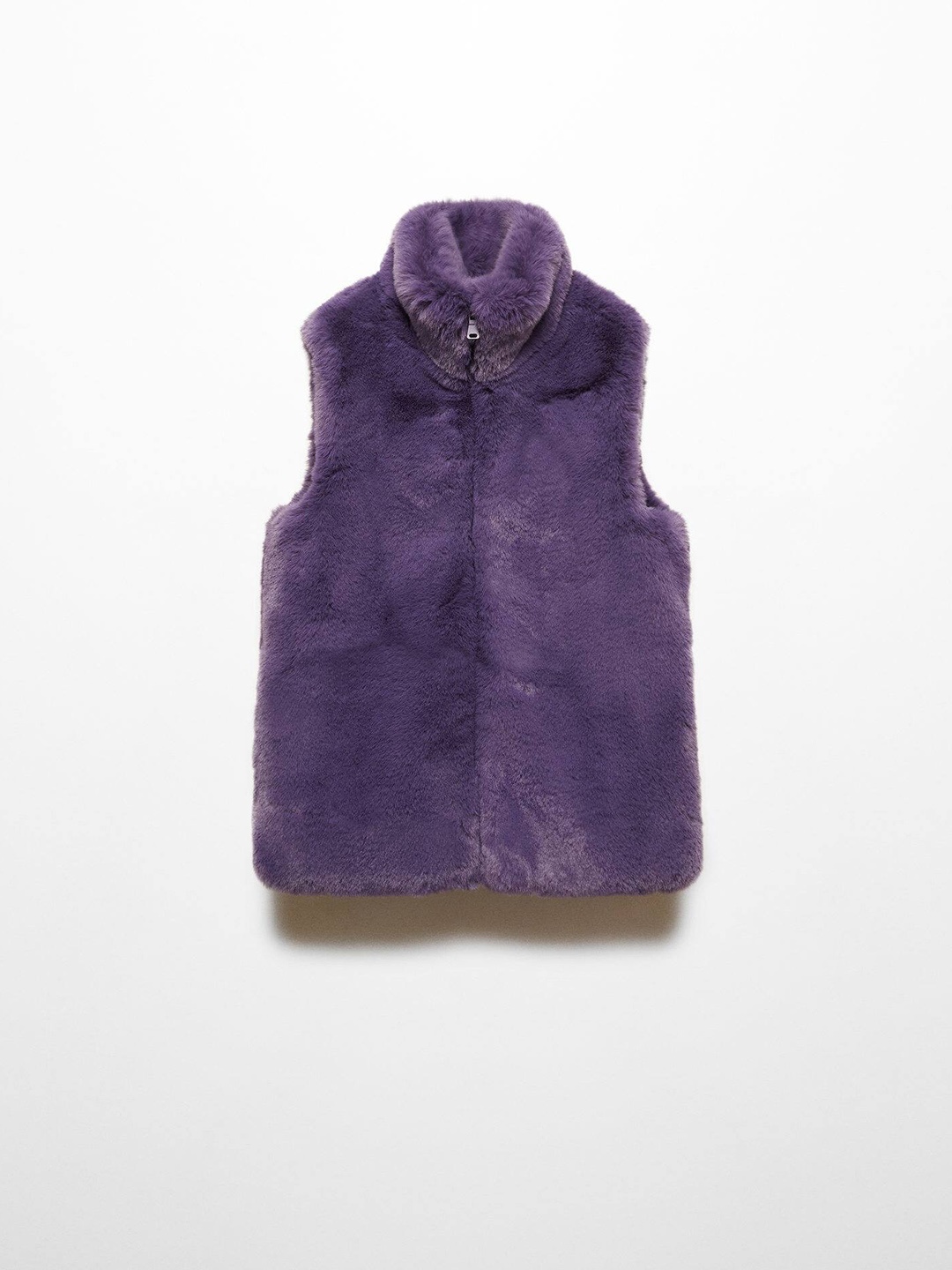 

Mango Kids Girls Faux Fur Trim Gilet Tailored Jacket, Purple