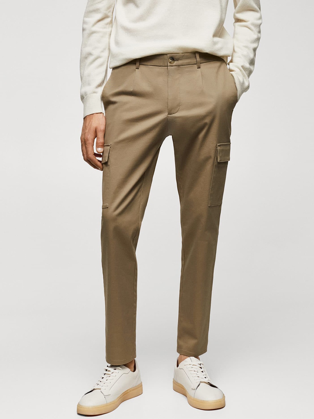 

MANGO MAN Slim Fit Cargo Trousers, Khaki