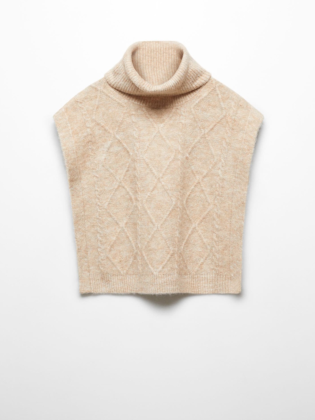 

Mango Kids Girls Cable Knit Turtle-Neck Sleeveless Pullover, Beige