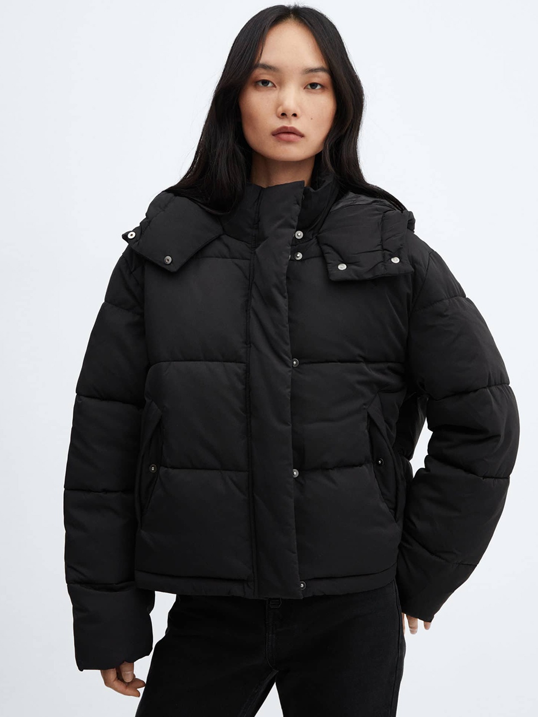 

MANGO Hooded Padded Jacket, Black