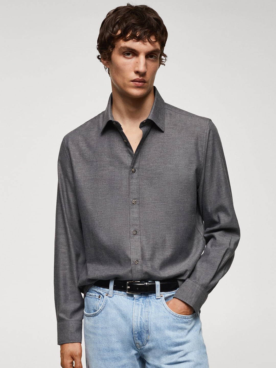 

MANGO MAN Pure Cotton Casual Shirt, Grey