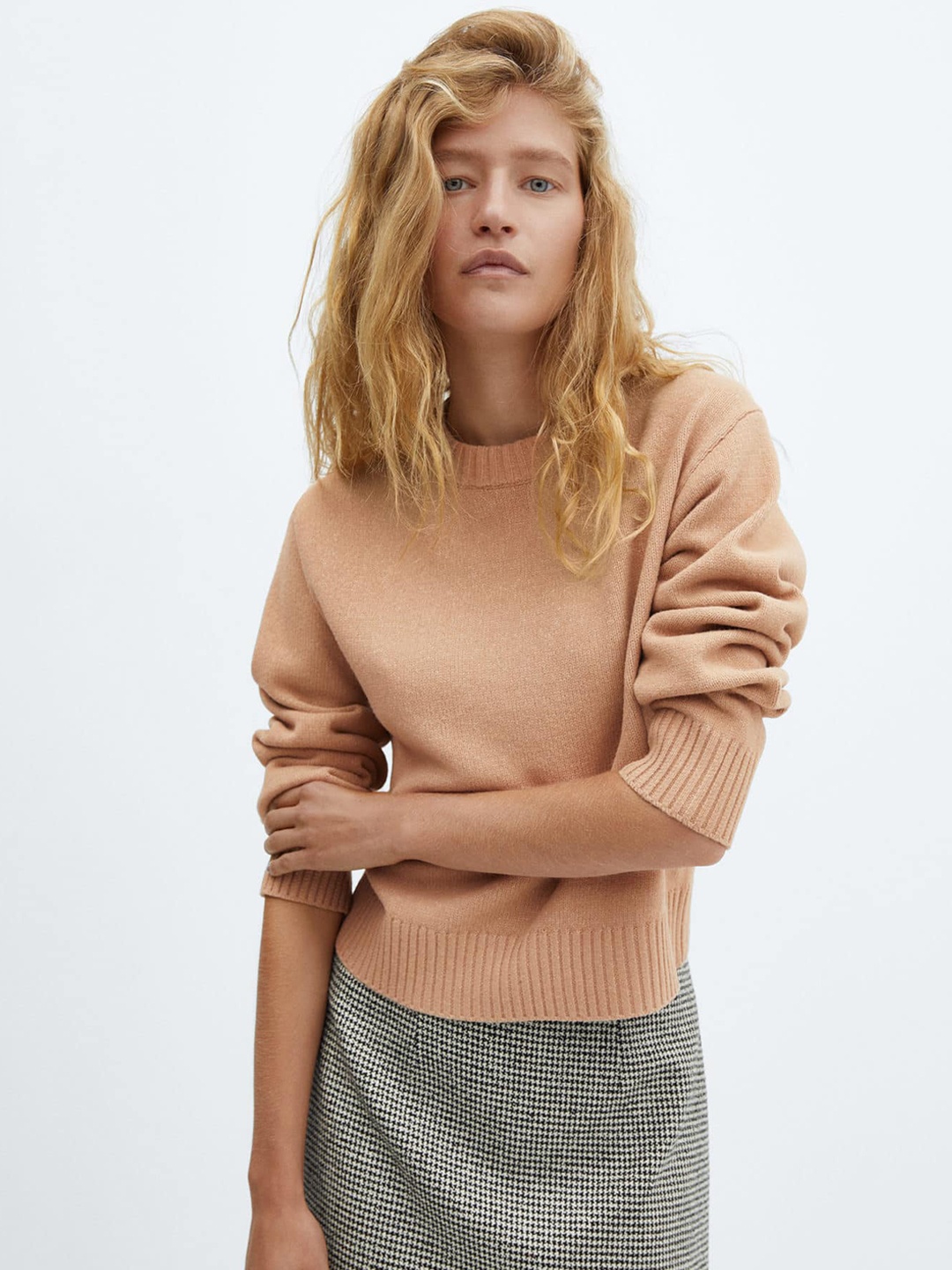 

MANGO Drop-Shoulder Sleeves Pullover, Brown