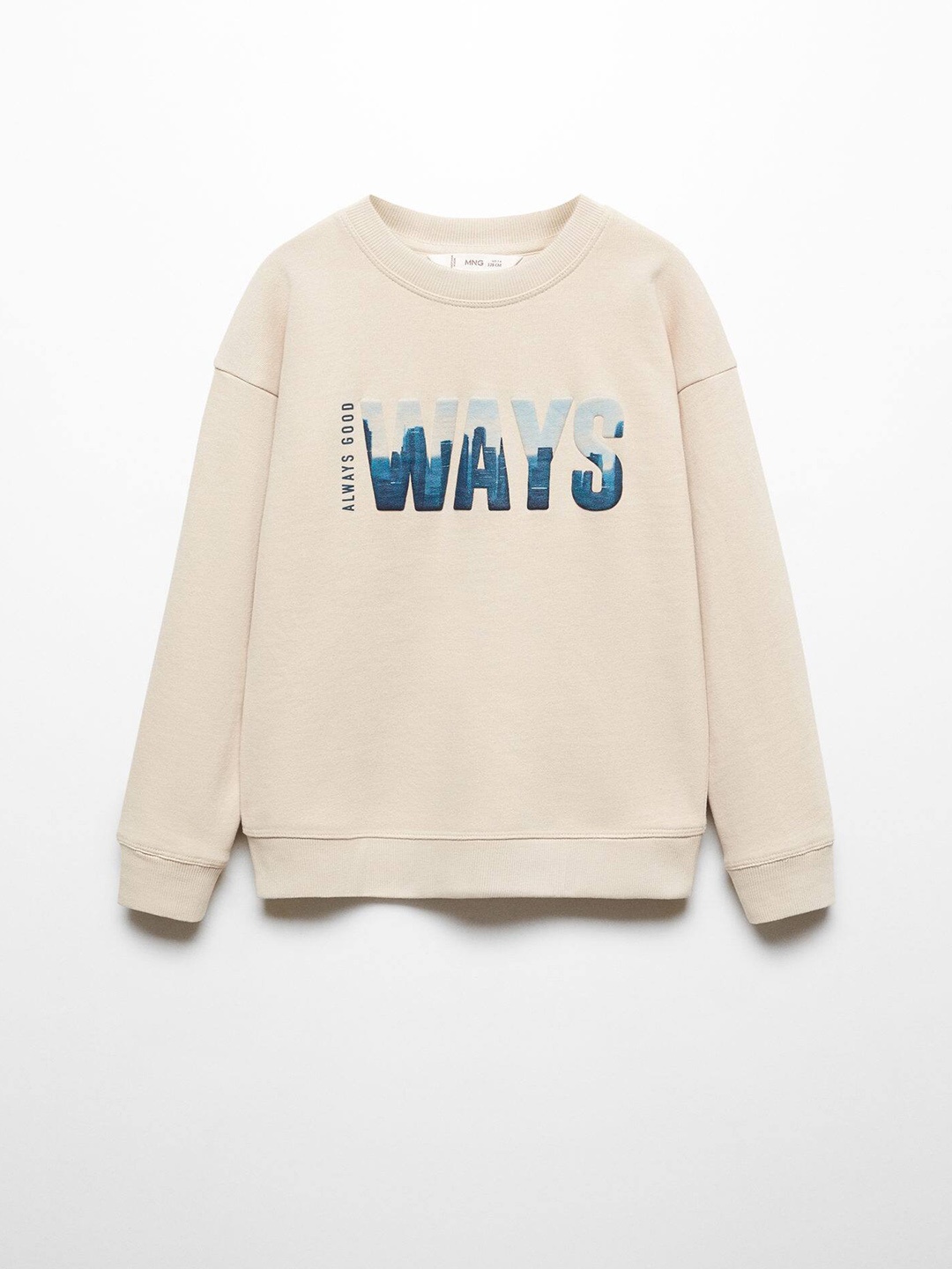 

Mango Kids Boys Pure Cotton Typography Printed Sweatshirt, Beige