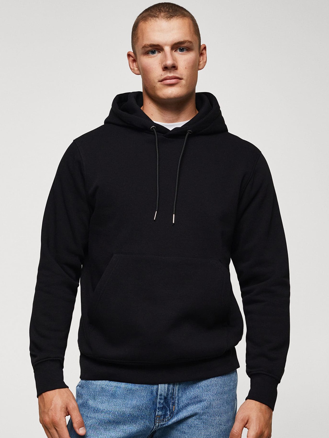 

MANGO MAN Hooded Pullover Sweatshirt, Black