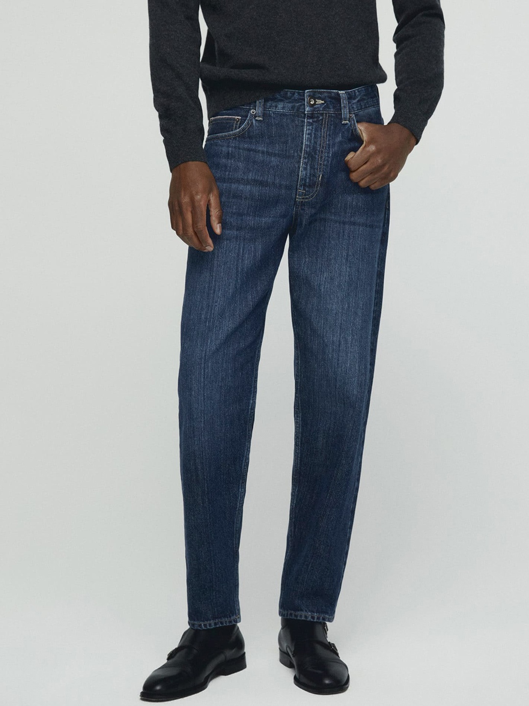 

MANGO MAN Straight Fit Selvedge Jeans, Navy blue