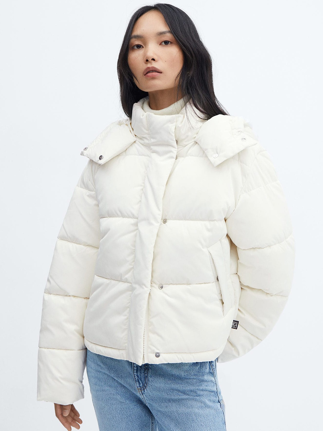 

MANGO Hooded Puffer Jacket, White