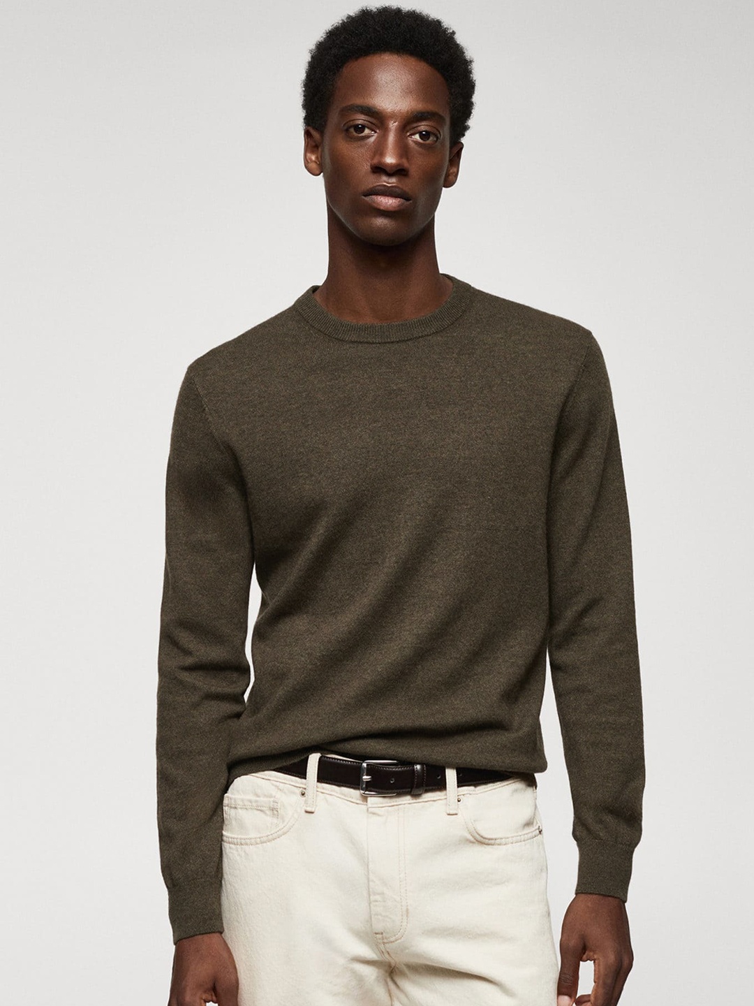 

MANGO MAN Melange Finished Pullover, Brown