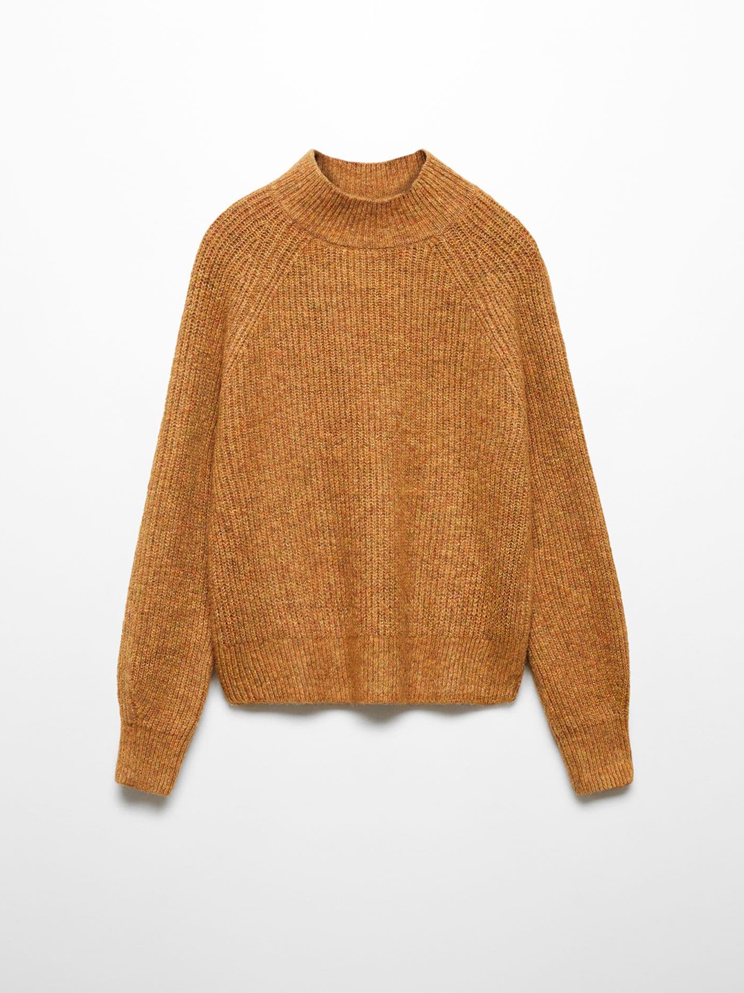 

Mango Kids Girls Cable Knit High-Neck Pullover, Brown