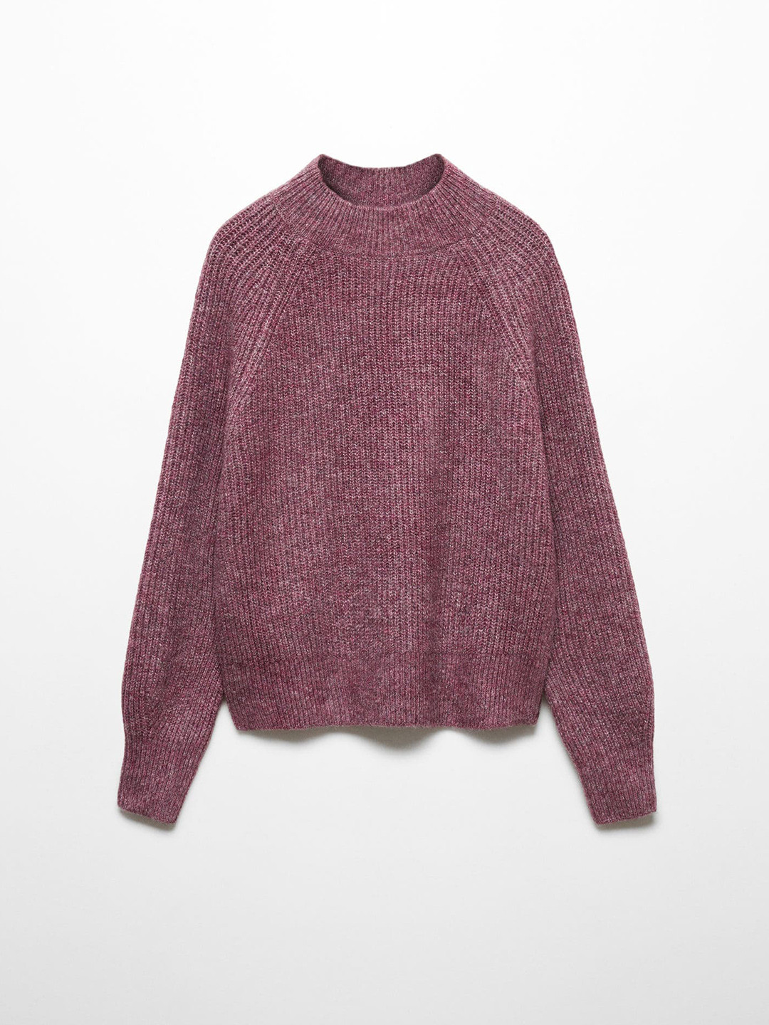 

Mango Kids Girls Cable Knit High-Neck Pullover, Purple