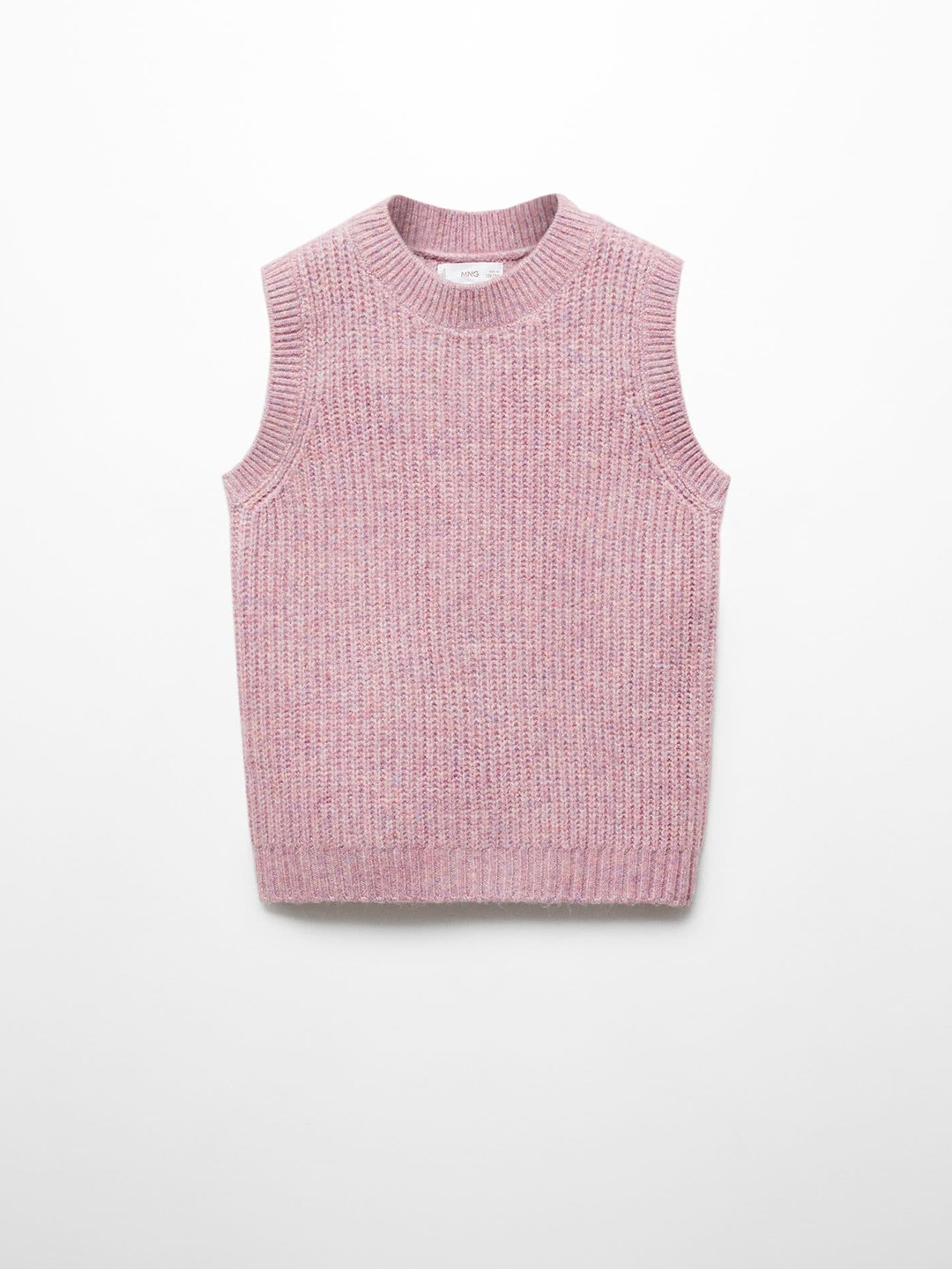 

Mango Kids Girls Cable Knit Round-Neck Sweater Vest, Purple