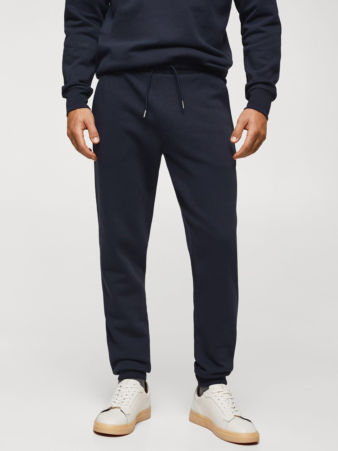 

MANGO MAN Solid Joggers, Navy blue