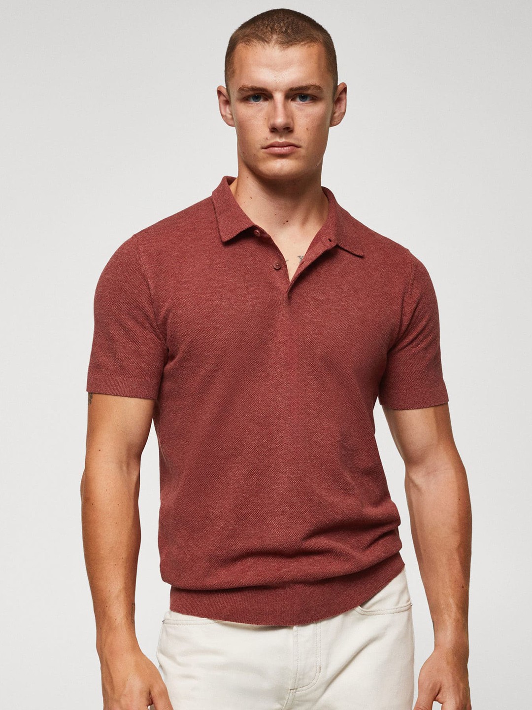 

MANGO MAN Polo Collar T-shirt, Rust