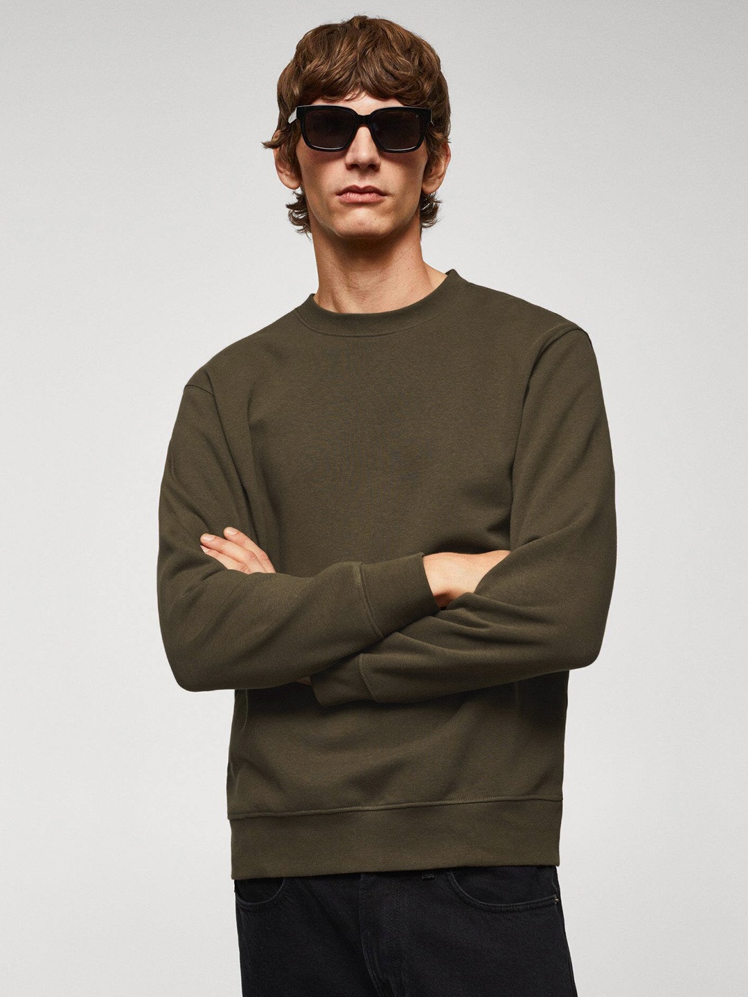 

MANGO MAN Solid Sweatshirt, Brown