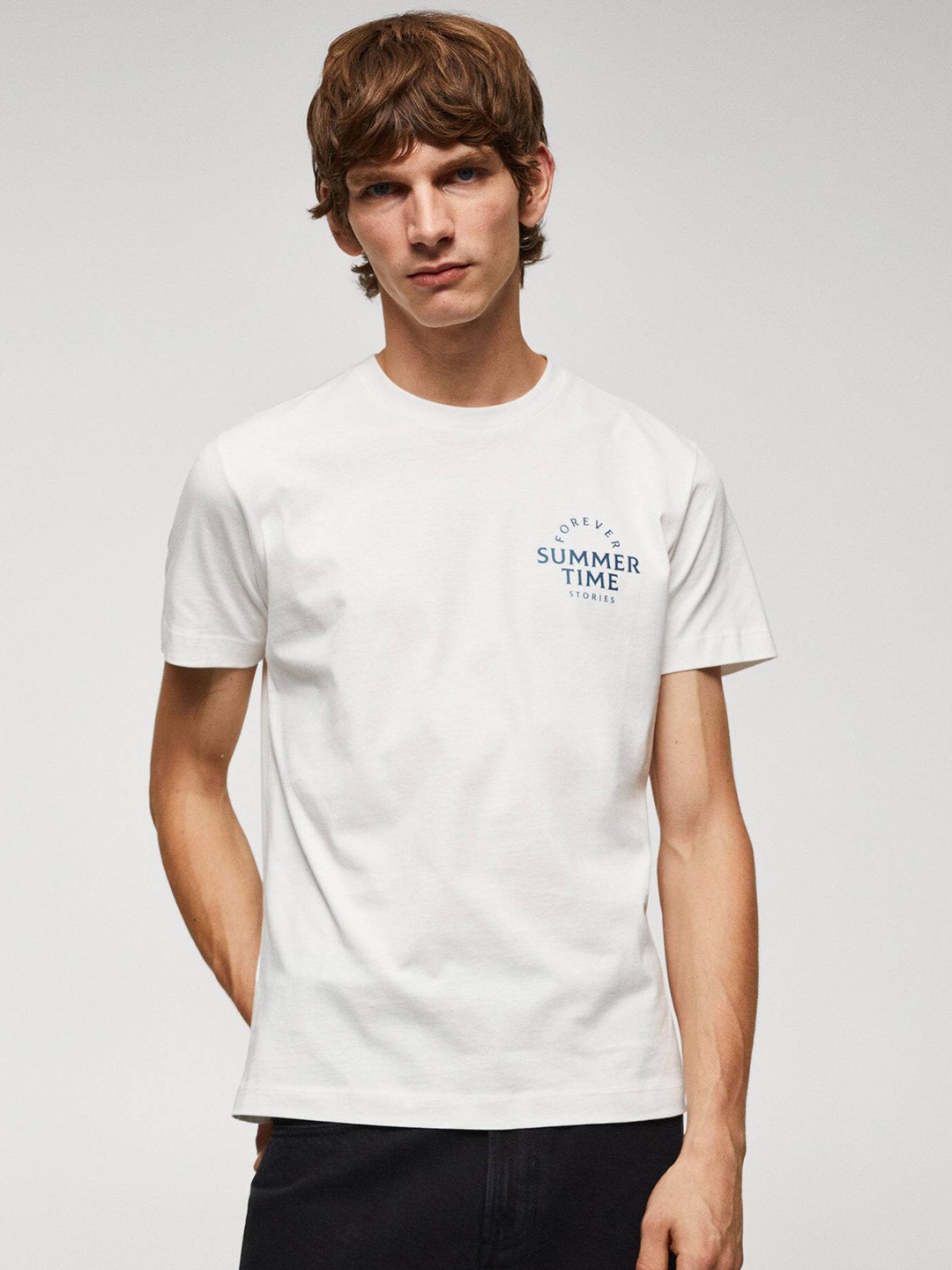 

MANGO MAN Slim Fit Pure Cotton T-shirt, White