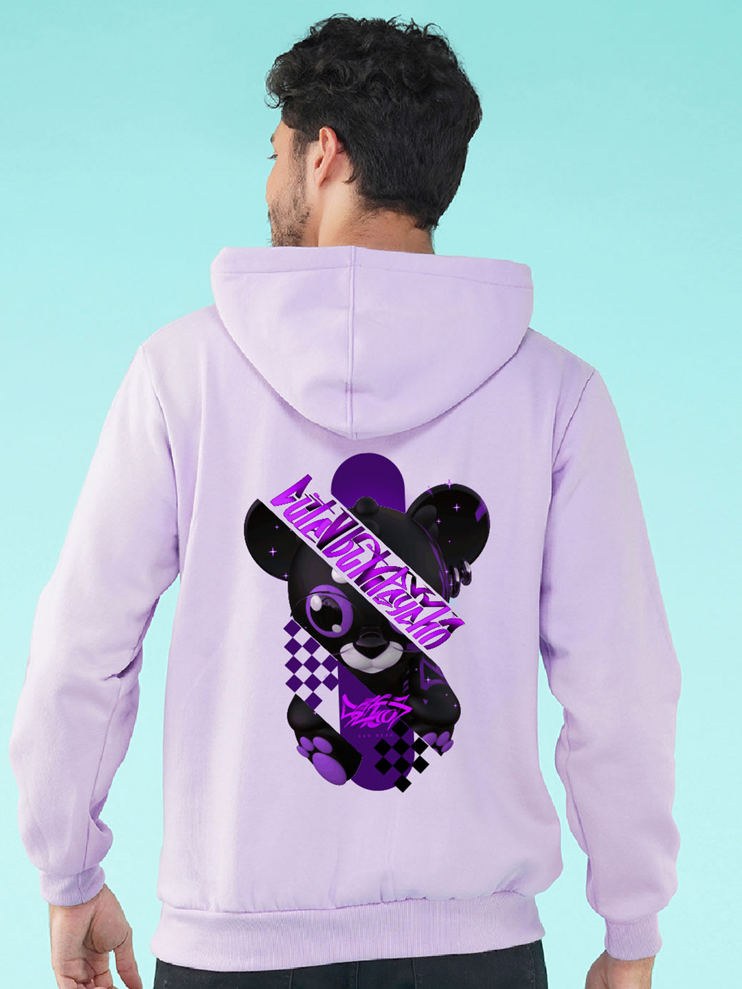 

NUSYL Graphic Printed Hooded Fleece Pullover Sweatshirt, Purple