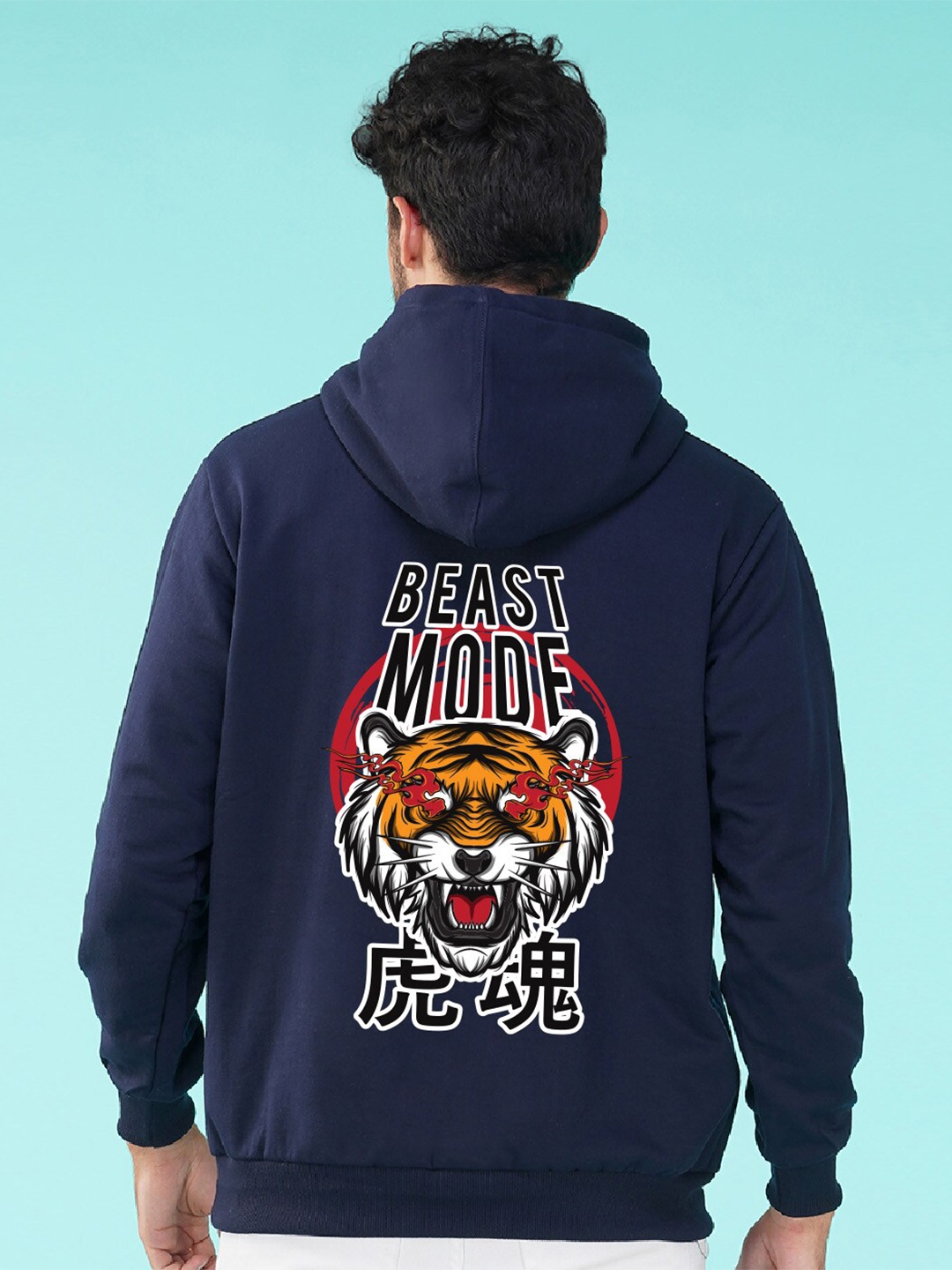 

NUSYL Graphic Printed Hooded Fleece Pullover Sweatshirt, Navy blue