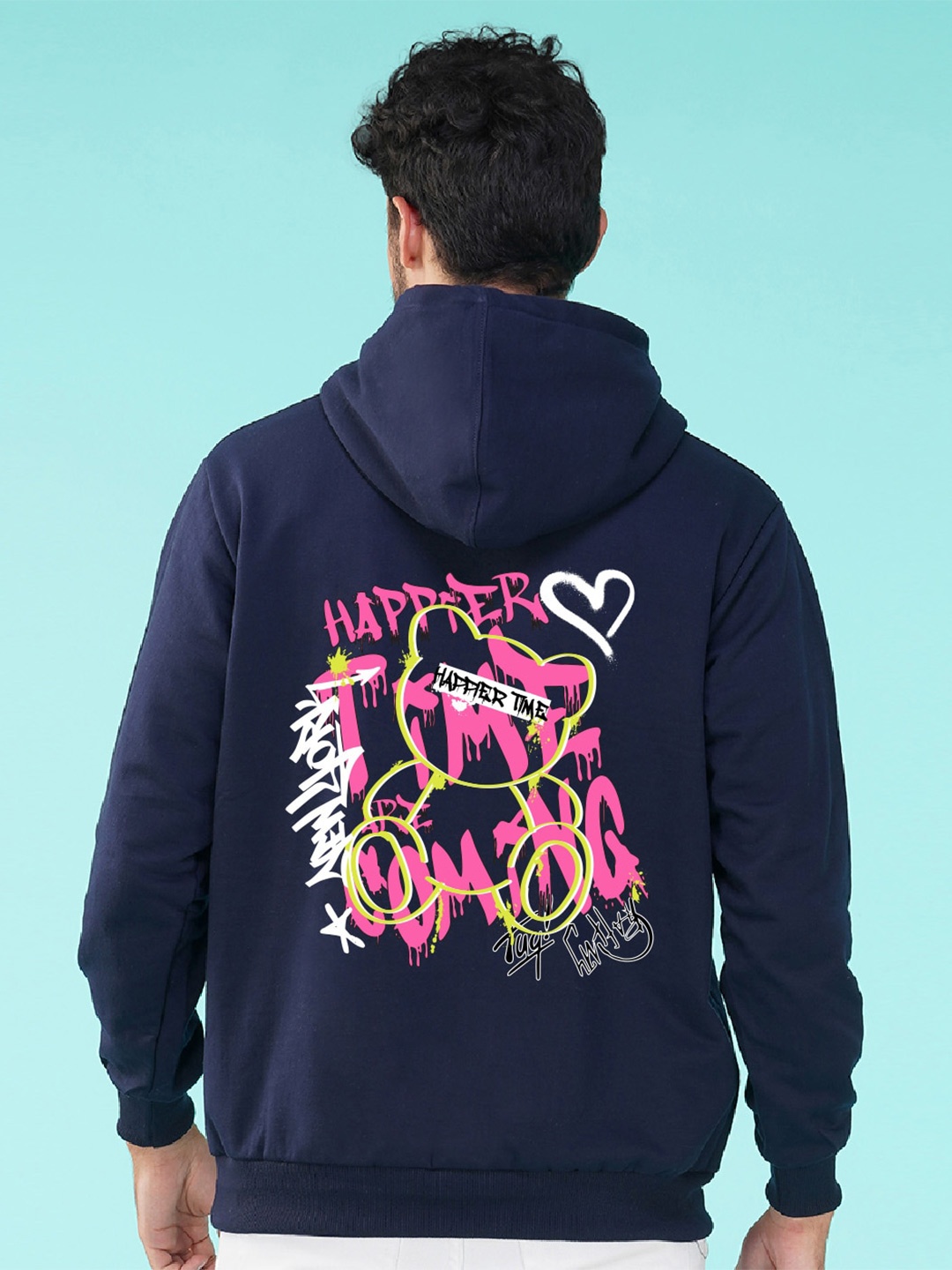 

NUSYL Graphic Printed Hooded Sweatshirt, Navy blue