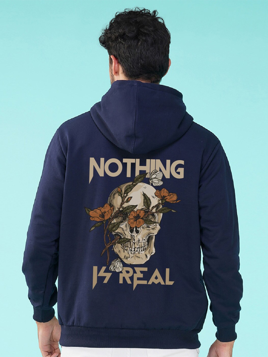 

NUSYL Graphic Printed Hooded Sweatshirt, Navy blue