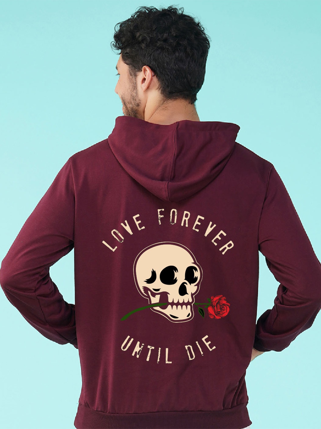 

NUSYL Graphic Printed Hooded Sweatshirt, Maroon