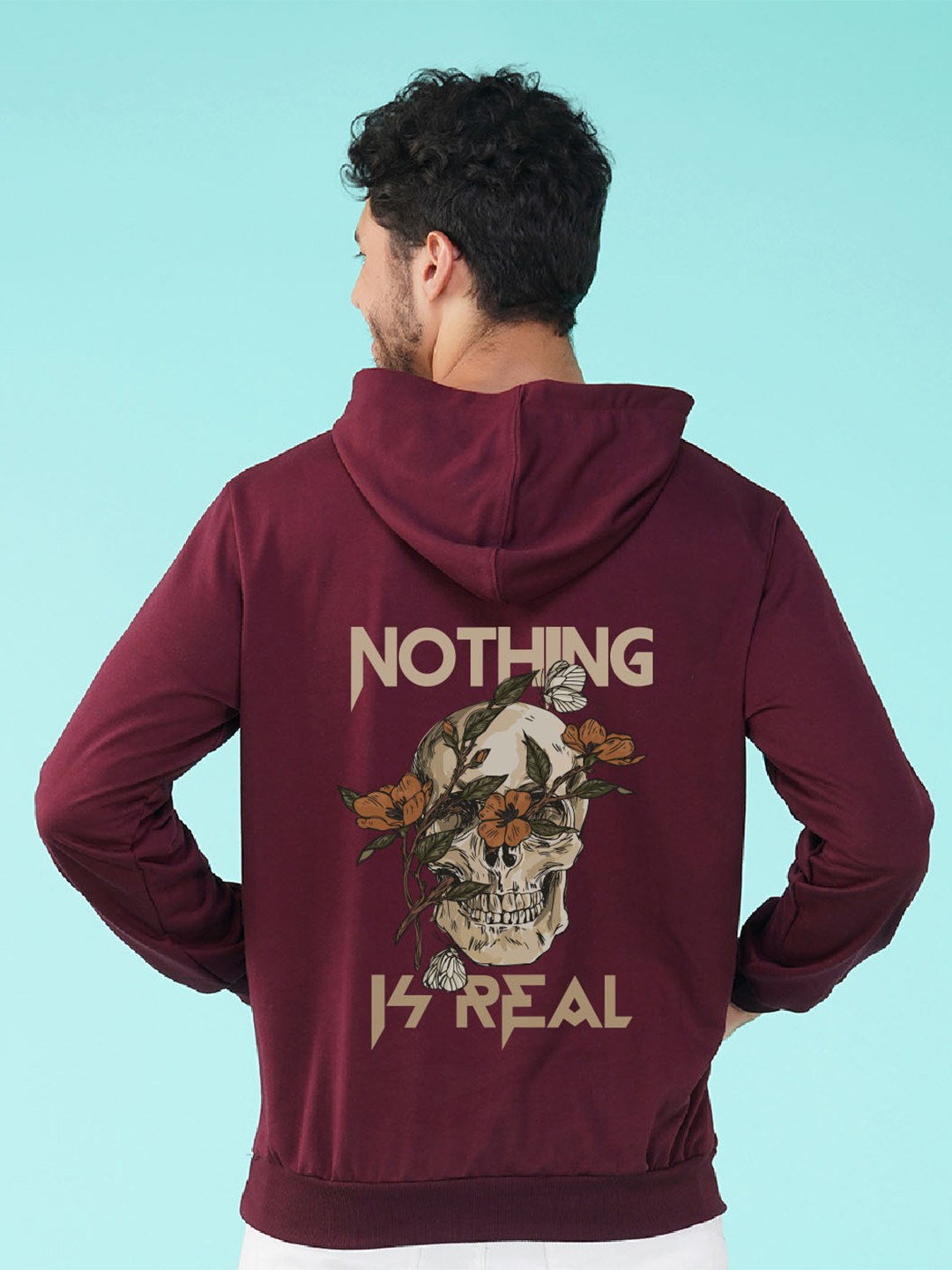 

NUSYL Graphic Printed Hooded Sweatshirt, Maroon