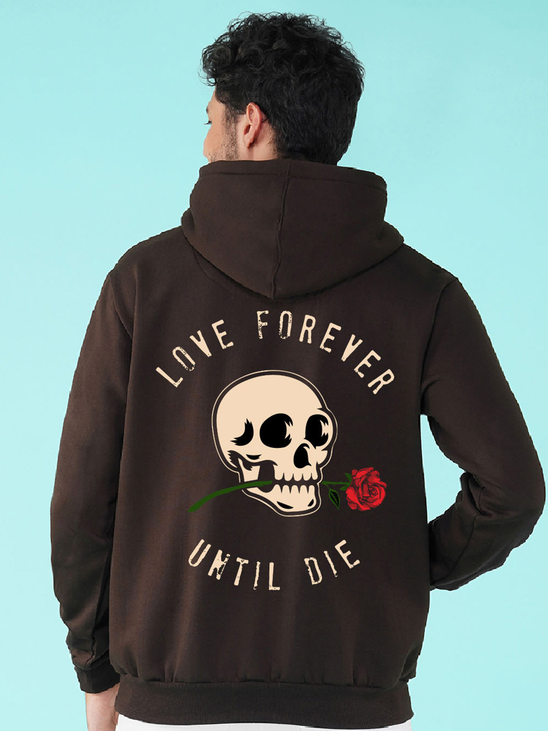 

NUSYL Typography Printed Hooded Sweatshirt, Brown