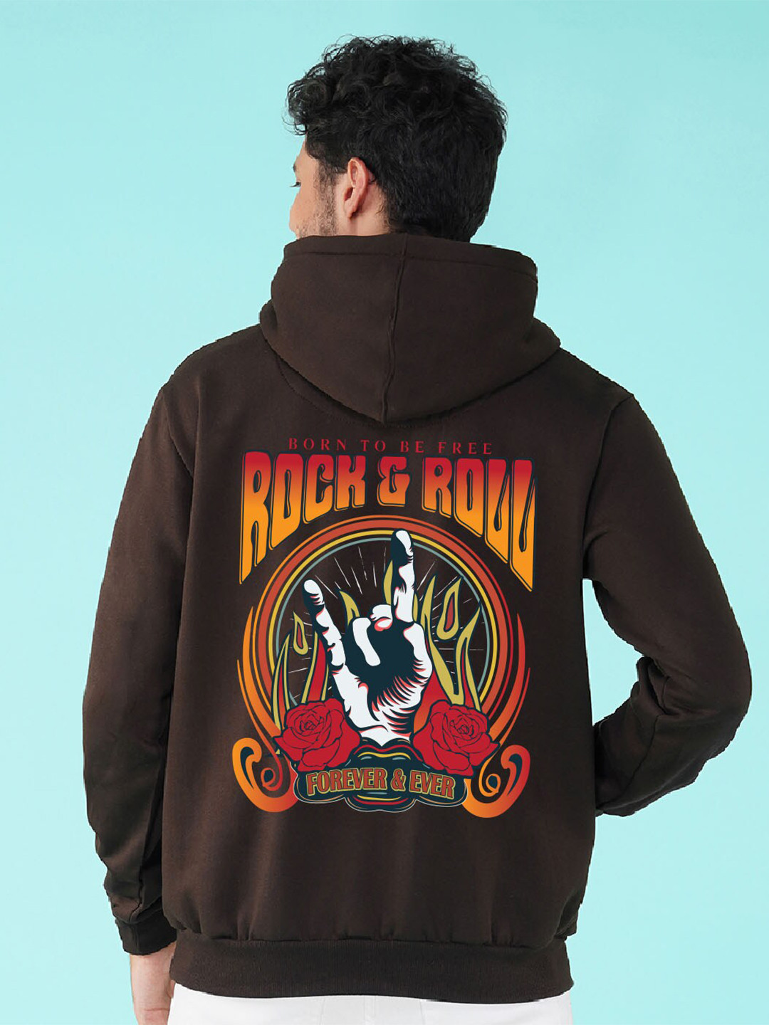 

NUSYL Typography Printed Hooded Sweatshirt, Brown