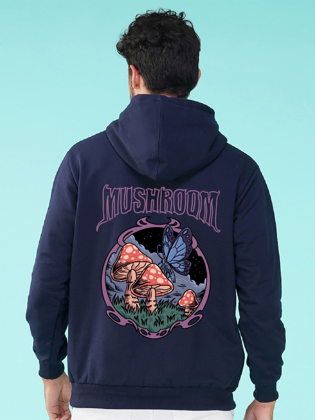 

NUSYL Graphic Printed Hooded Fleece Pullover Sweatshirt, Navy blue