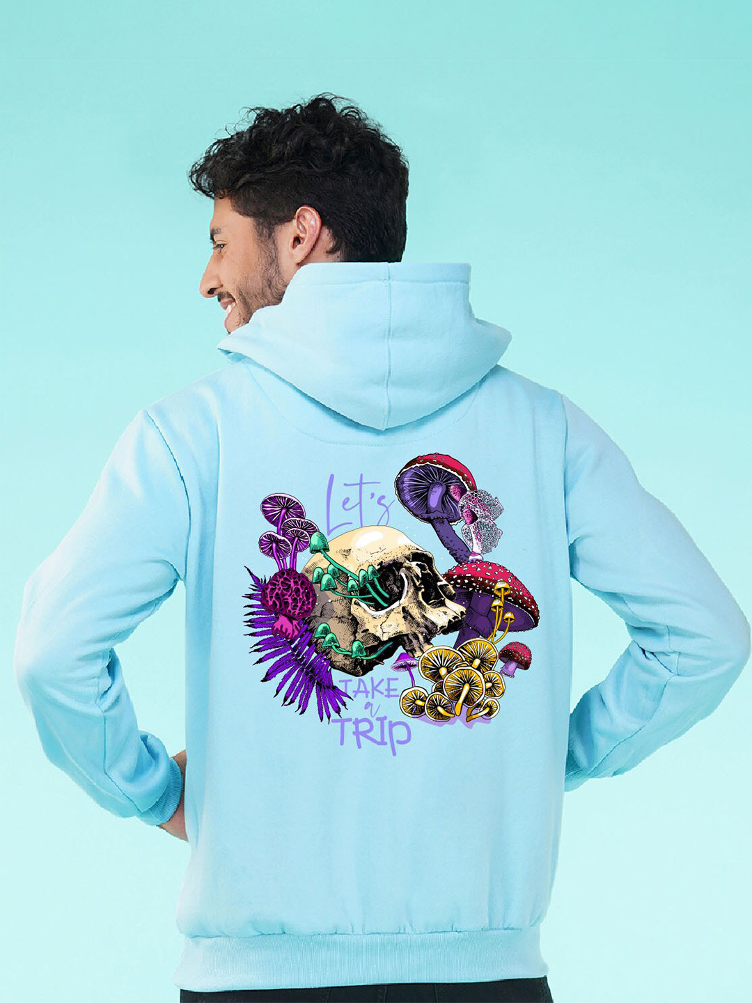 

NUSYL Graphic Printed Hooded Fleece Pullover Sweatshirt, Blue