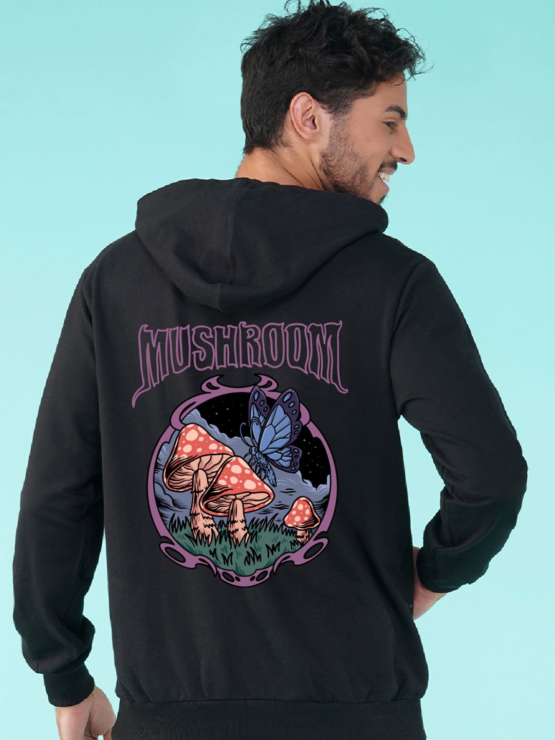 

NUSYL Graphic Printed Hooded Fleece Pullover Sweatshirt, Black