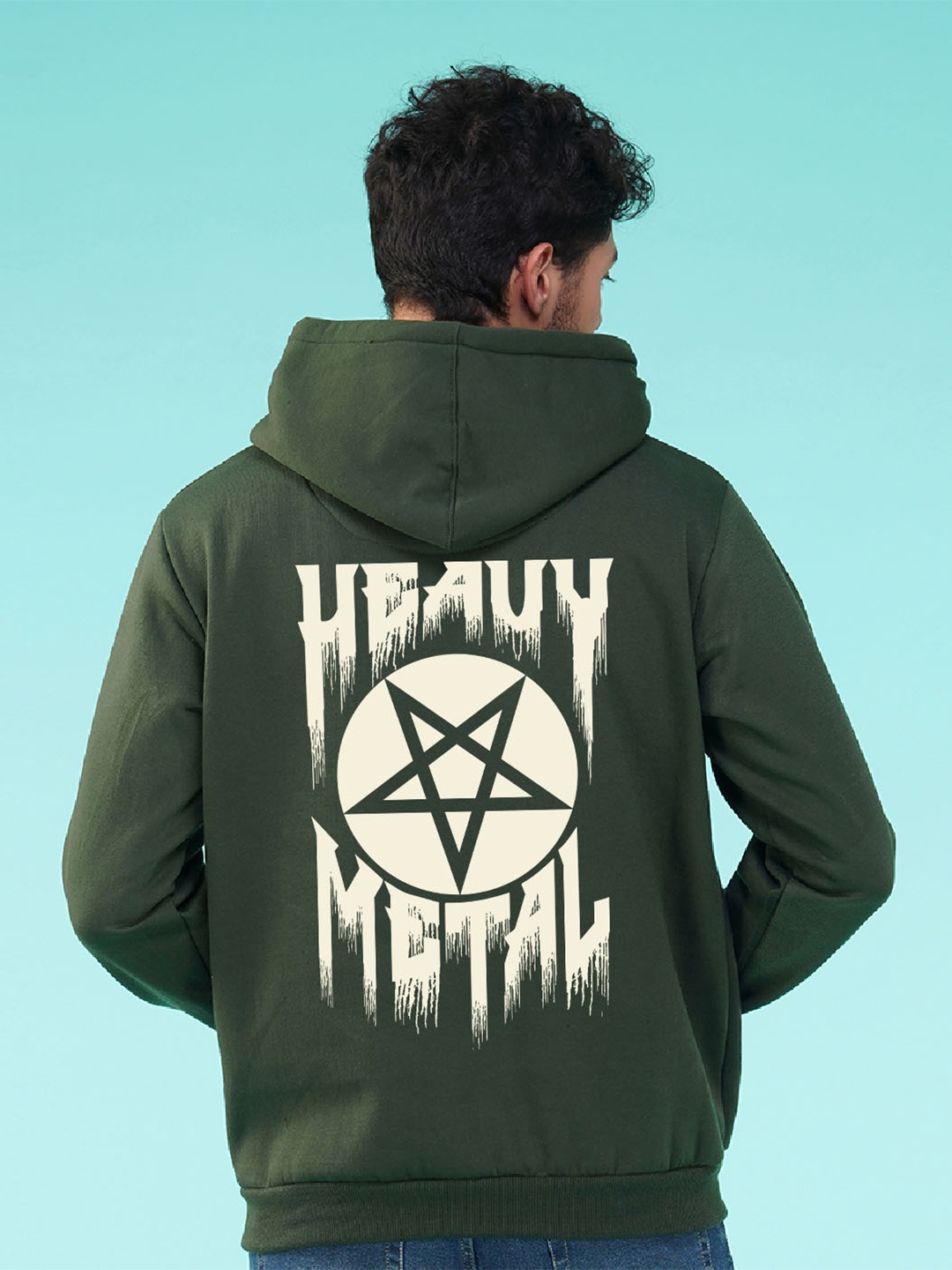 

NUSYL Graphic Printed Hooded Fleece Pullover Sweatshirt, Green