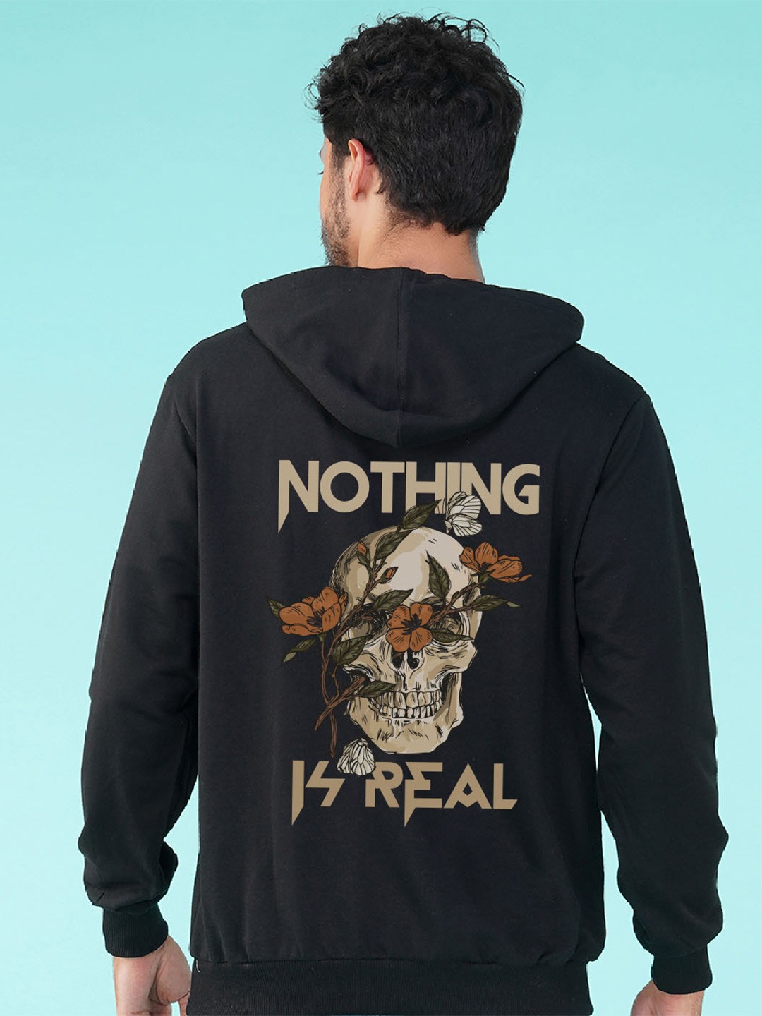 

NUSYL Graphic Printed Hooded Fleece Pullover Sweatshirt, Black