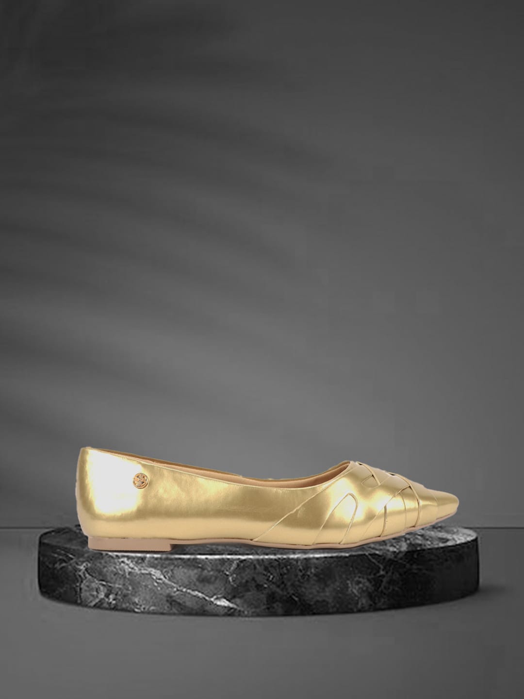 

Carlton London Pointed Toe Slip-On Ballerinas, Gold